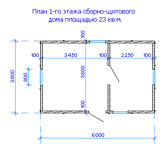 План первого этажа садового домика
