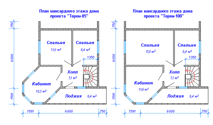 План второго этажа загородного дома
